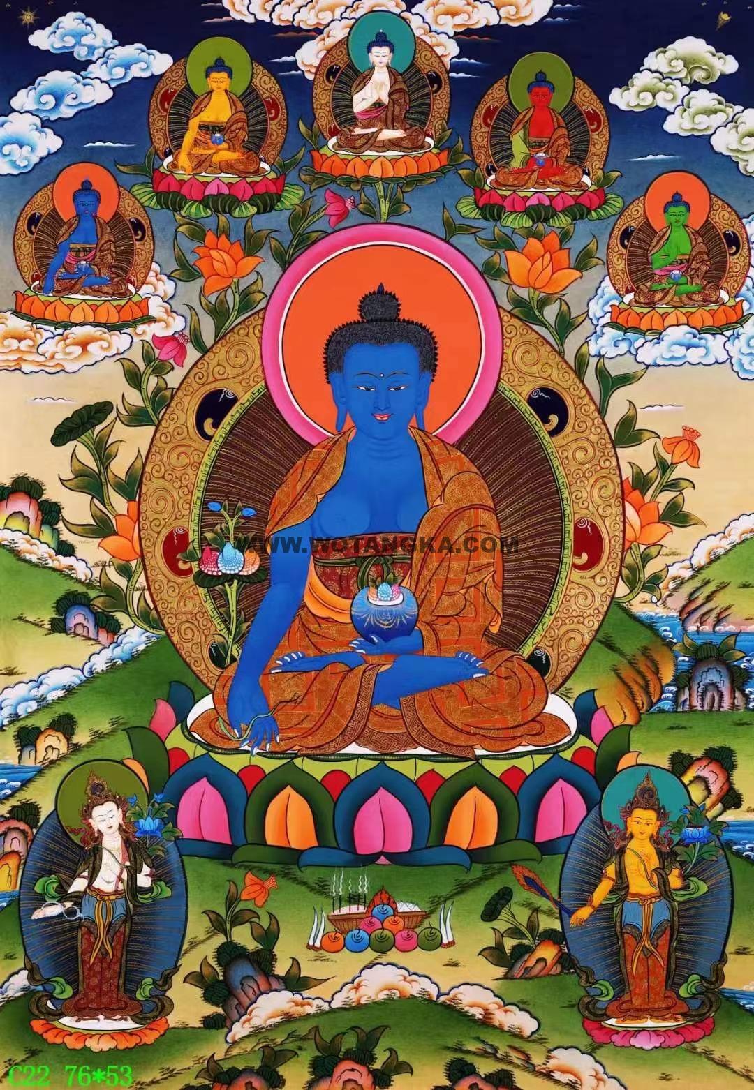 编号138-929706:彩绘唐卡-药师佛(76*53CM左右)