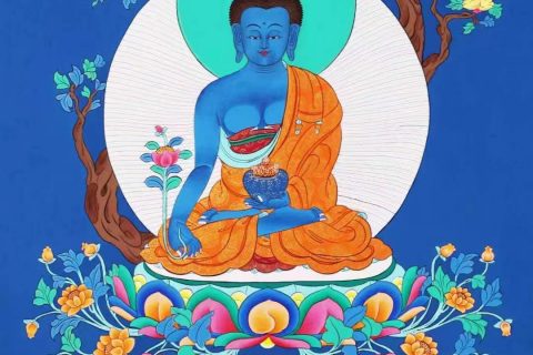 编号138-936660：彩绘唐卡-药师佛（60*45CM左右）