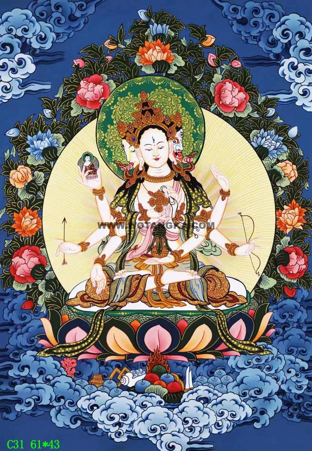 编号138-955414：彩绘唐卡-尊胜佛母（61*43CM左右）