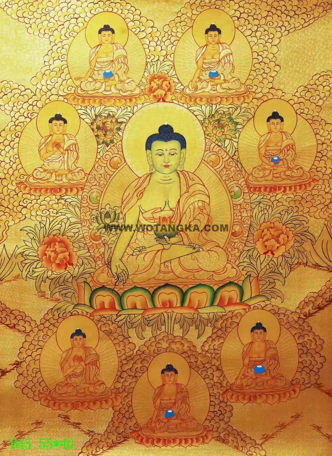 编号138-960464:黄金唐卡-药师佛·药师八佛(55*40CM左右)