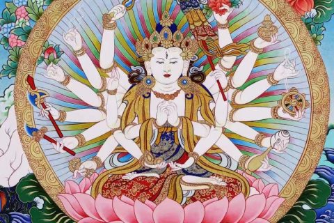 编号138-984003：彩绘唐卡-准提佛母（69*51CM左右）