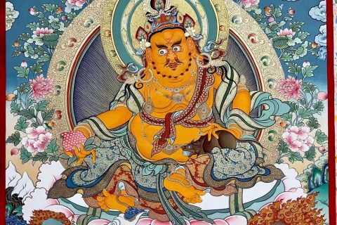 编号188-113886：彩绘唐卡-黄财神·五方财神（100*70CM左右）