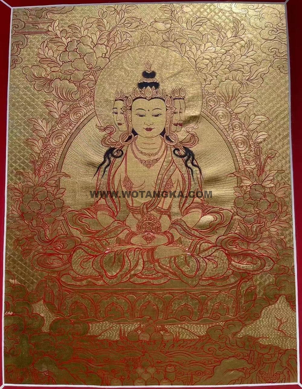 编号188-142131:黄金唐卡-四面大日如来(30*20CM左右)