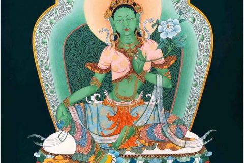 编号188-601911：彩绘唐卡-绿度母（80*60CM左右）