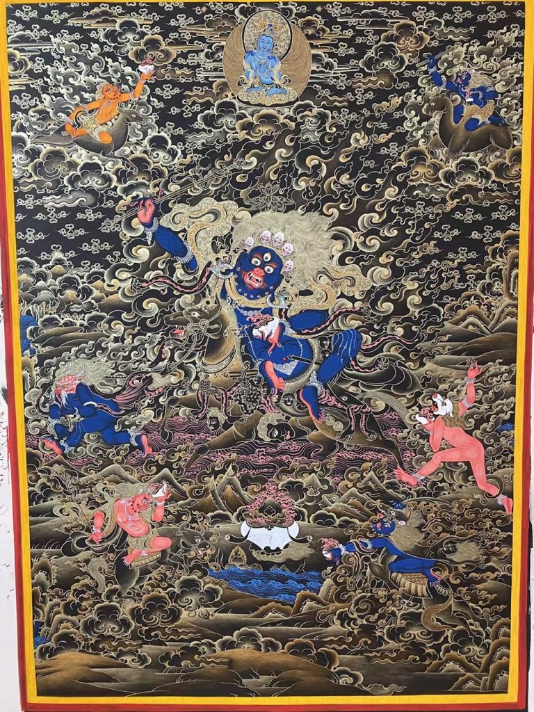 编号188-619797：黑金唐卡-吉祥天母（100*70CM左右）