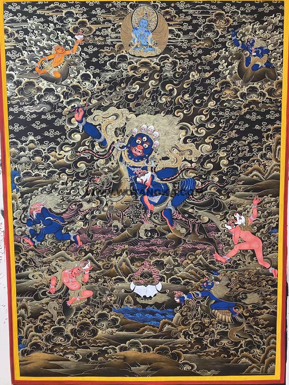 编号188-619797:黑金唐卡-吉祥天母(100*70CM左右)
