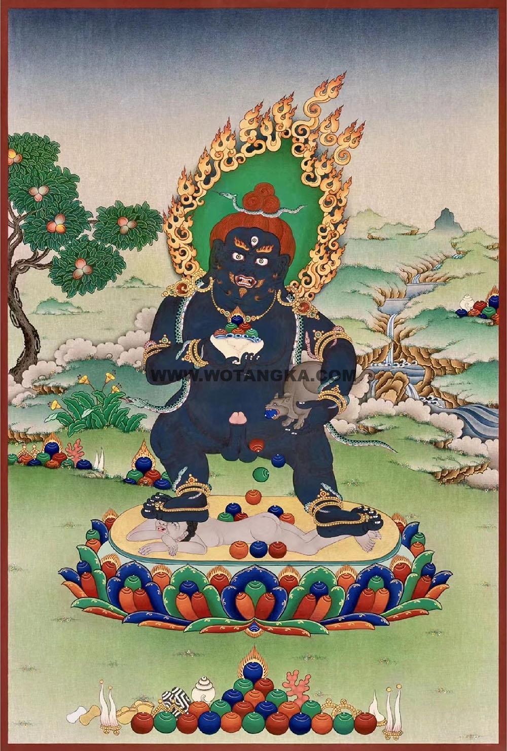 编号188-690292:彩绘唐卡-黑财神(80*60CM左右)