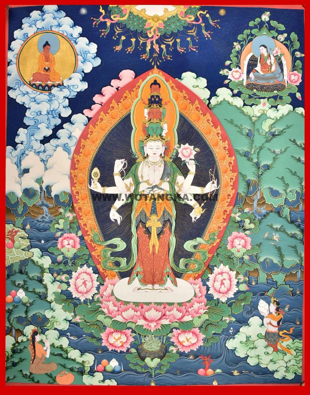 热贡-尕藏·画院：彩绘唐卡-十一面八臂观音菩萨（70*50CM左右）