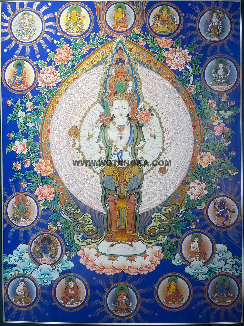 热贡-尕藏·画院：蓝金唐卡-千手观音（100*70CM左右）