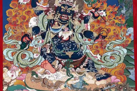 编号188-771082：彩绘唐卡-六臂玛哈嘎拉（100*70CM左右）