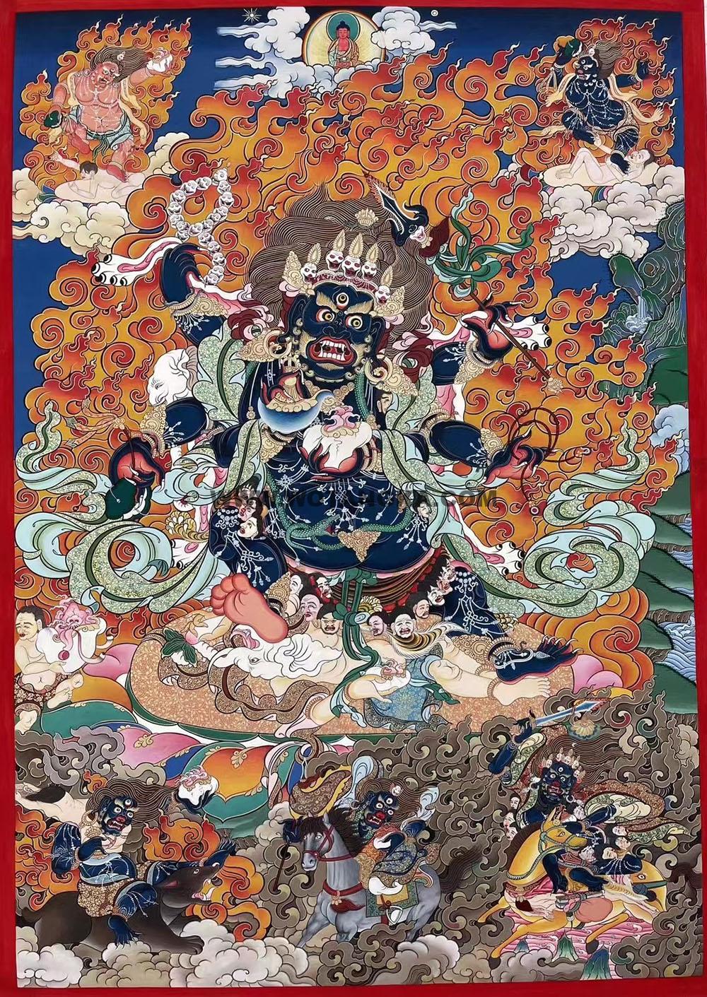 编号188-771082:彩绘唐卡-六臂玛哈嘎拉(100*70CM左右)