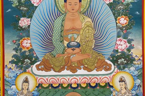 编号188-781965：彩绘唐卡-阿弥陀佛·西方三圣（80*60CM左右）