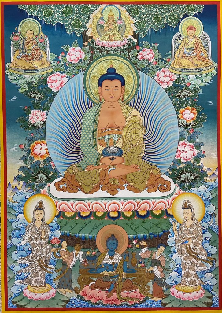 编号188-781965：彩绘唐卡-阿弥陀佛·西方三圣（80*60CM左右）
