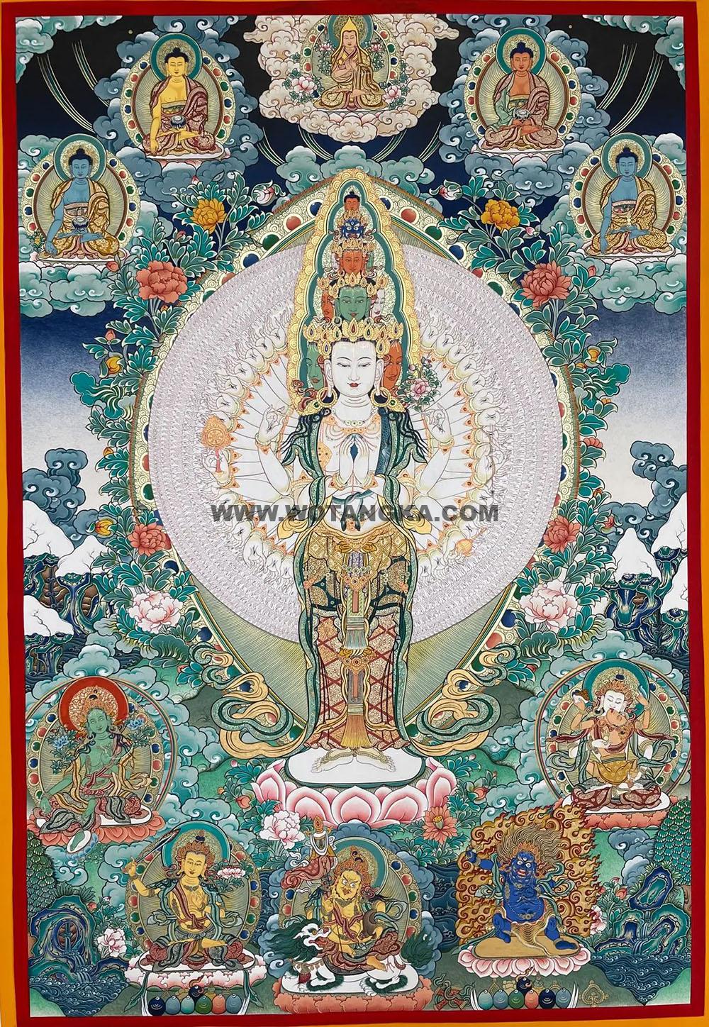 热贡-尕藏·画院:彩绘唐卡-千手观音(100*70CM左右)