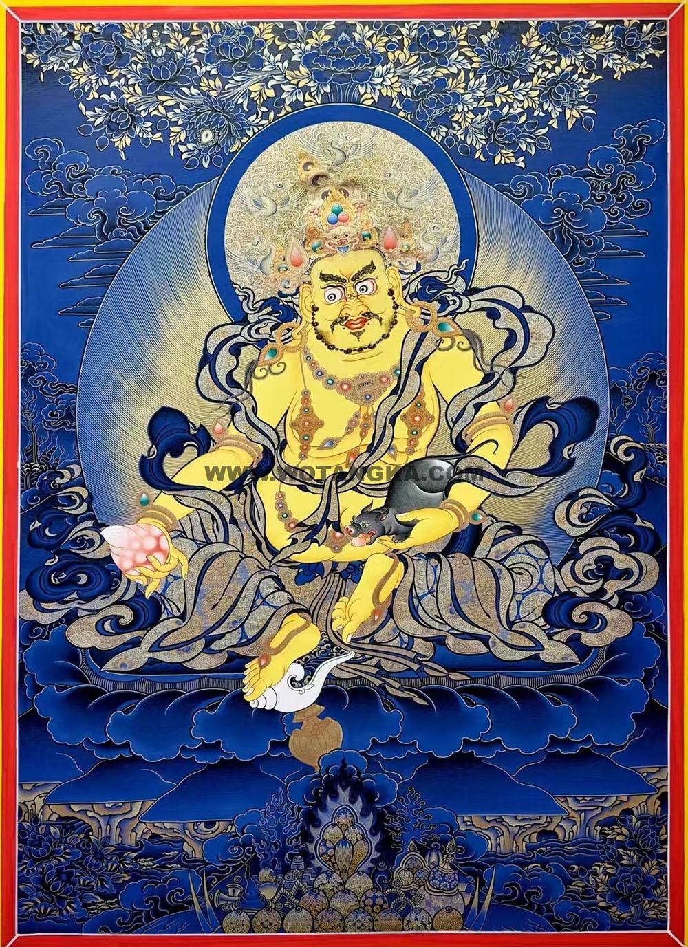 热贡-尕藏·画院：蓝金唐卡-黄财神（60*45CM左右）