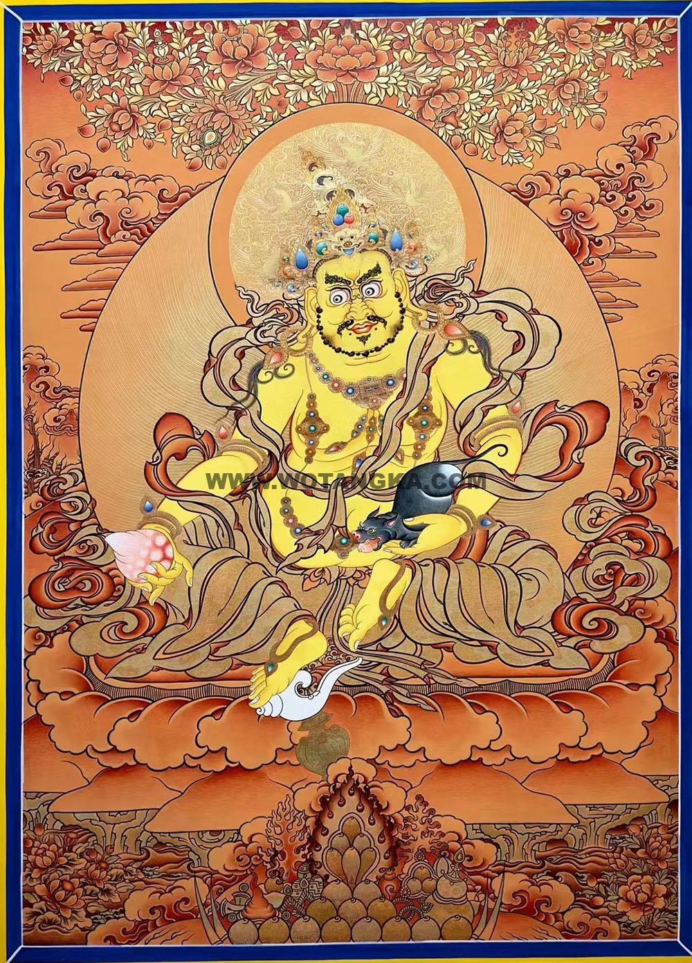 热贡-尕藏·画院：红金唐卡-黄财神（60*45CM左右）