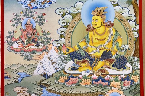 编号188-923880：彩绘唐卡-黄财神·五方财神（100*70CM左右）