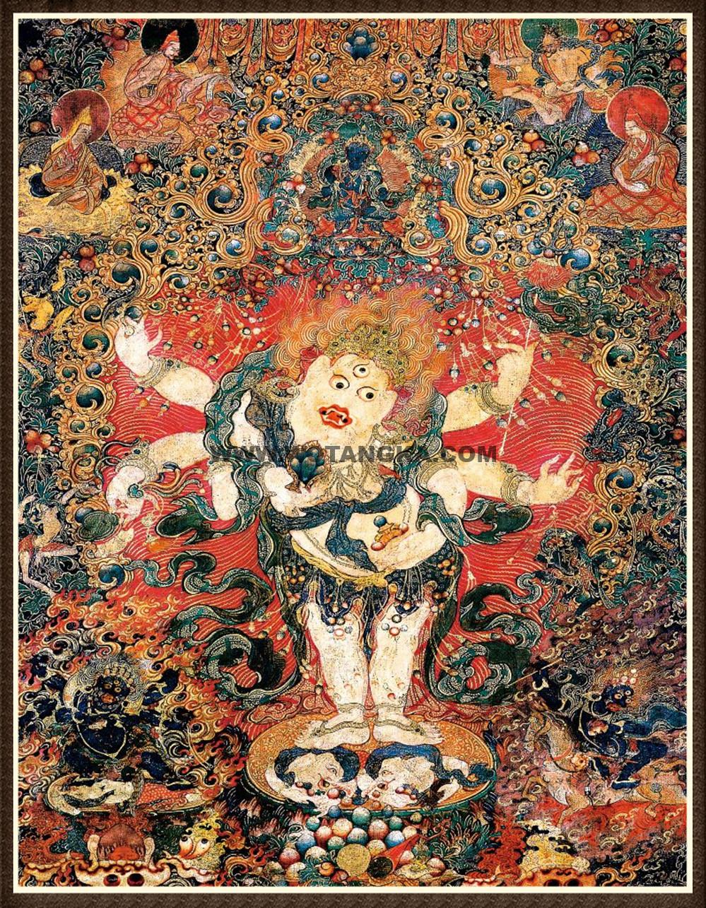 沃唐卡编号AC14843：白六臂玛哈嘎拉