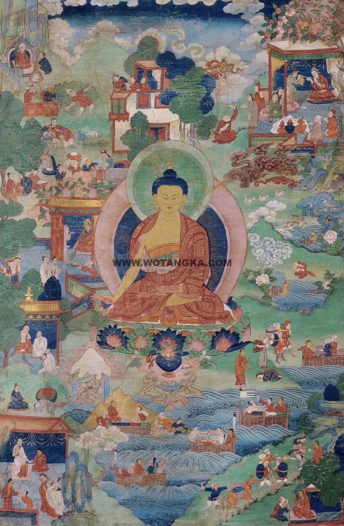 沃唐卡编号AC17285:释迦牟尼佛本生故事