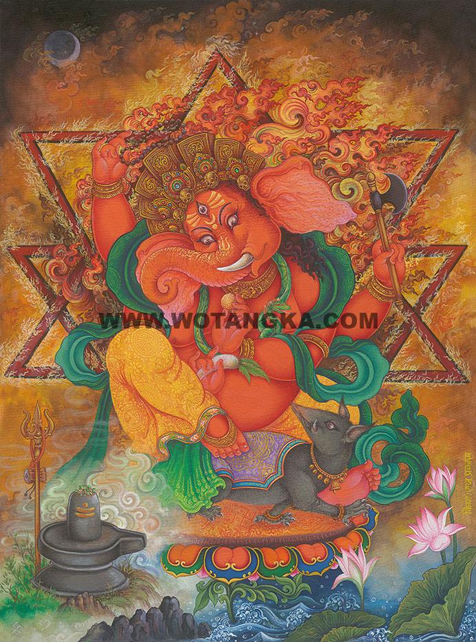 沃唐卡编号AC82200：象头财神