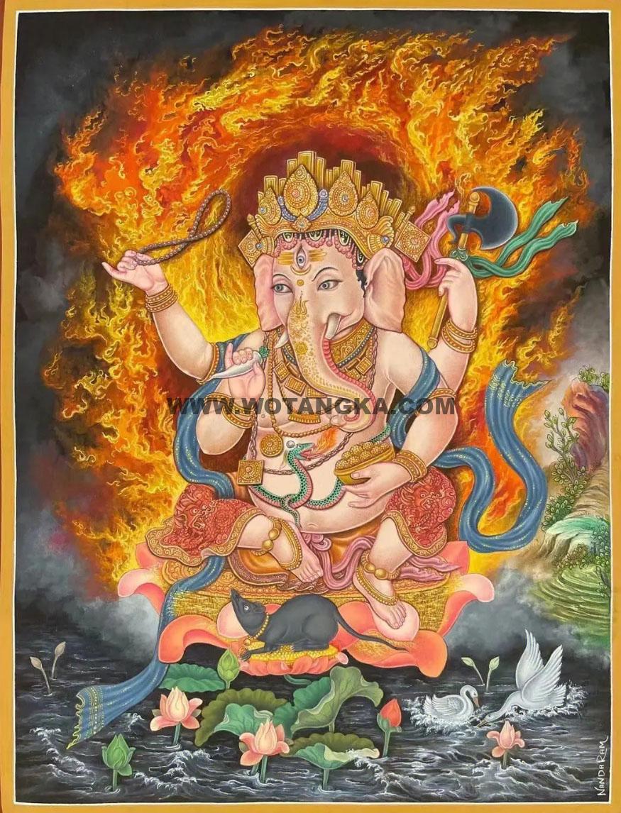 沃唐卡编号AC83078：象头财神