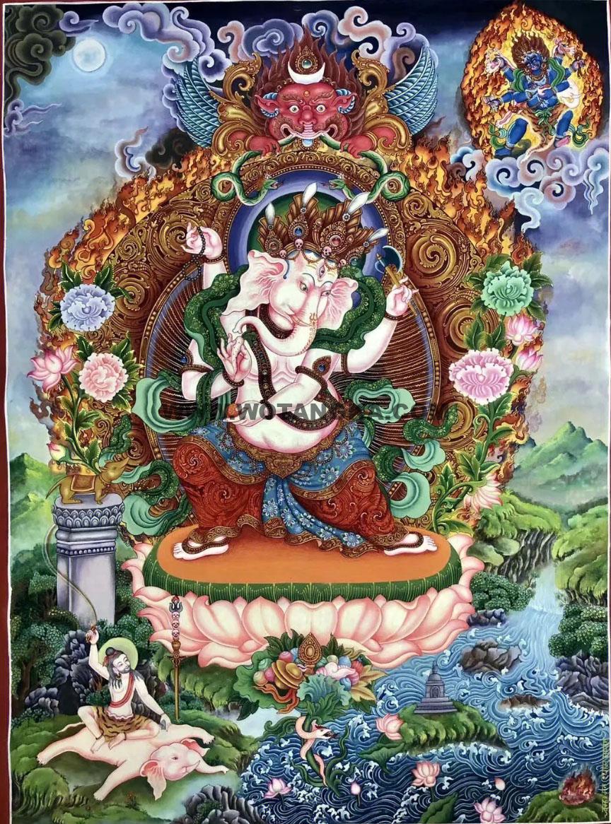 沃唐卡编号AC88859：象头财神