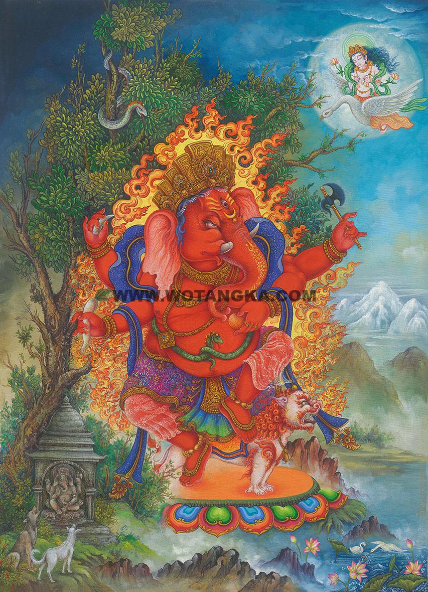 沃唐卡编号AC89053：象头财神