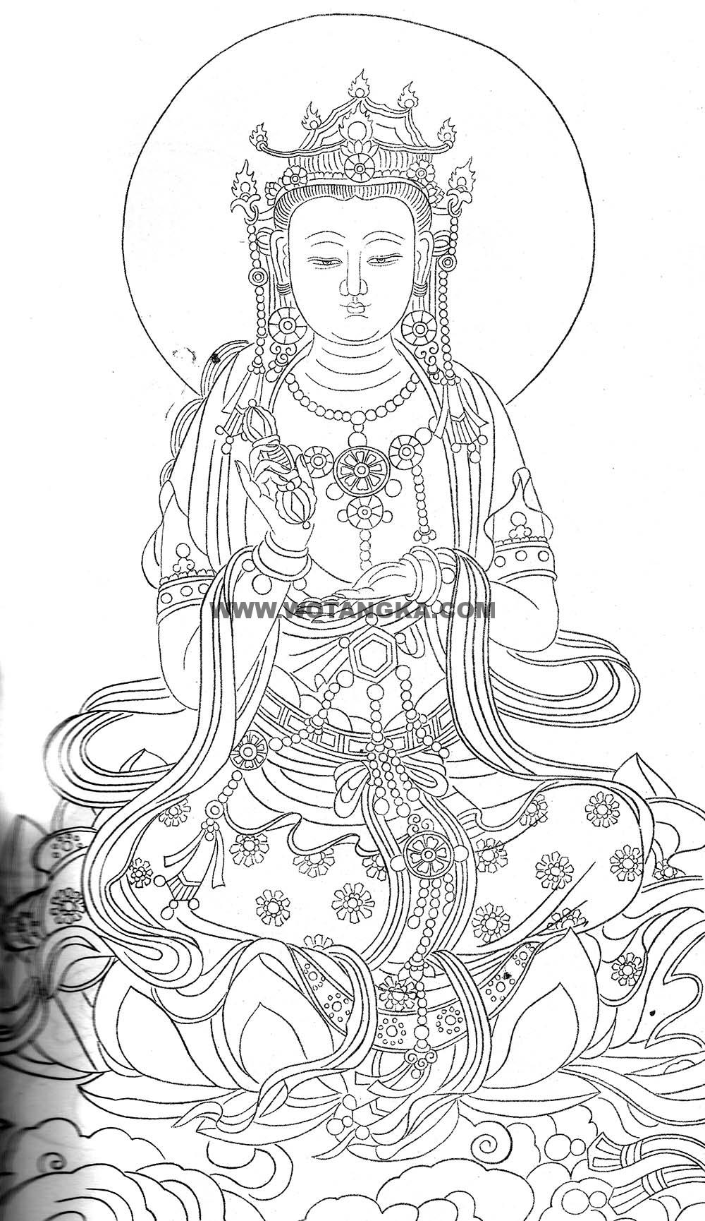 沃唐卡-唐卡白描线稿编号RD36386:金刚手菩萨