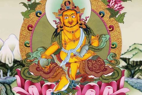 编号138-122924：彩绘唐卡-黄财神（63*48CM左右）