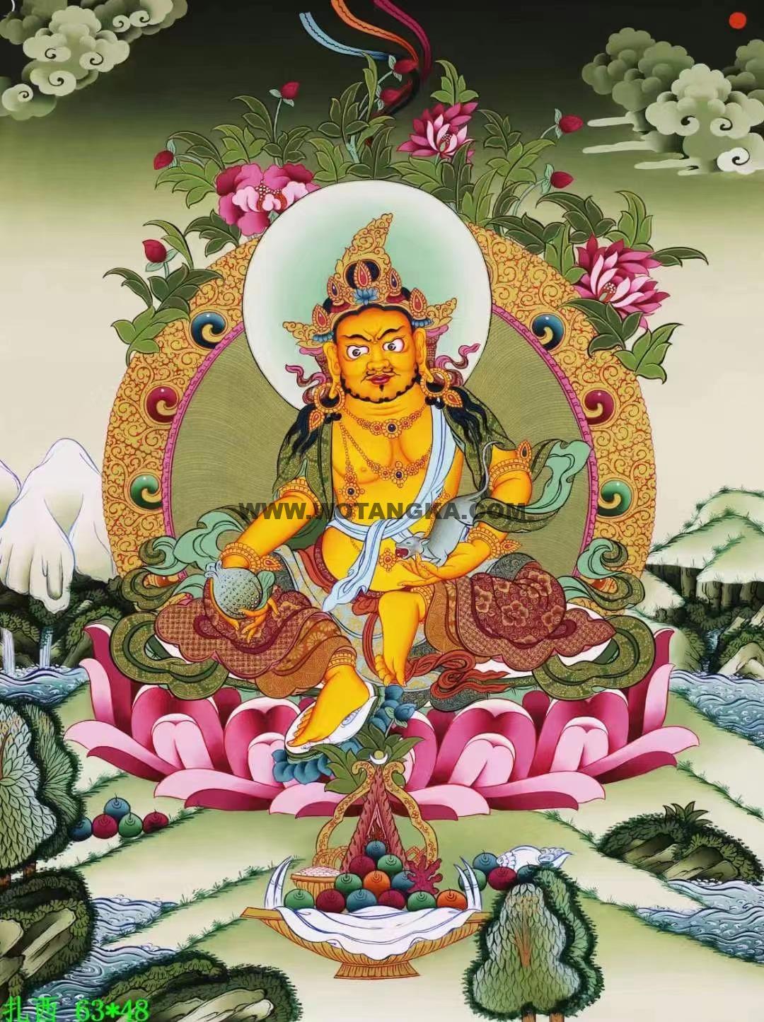 编号138-122924:彩绘唐卡-黄财神(63*48CM左右)