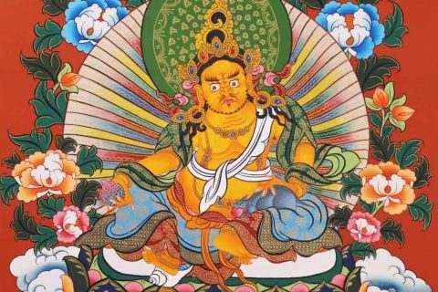 编号138-126653：彩绘唐卡-黄财神（60*45CM左右）