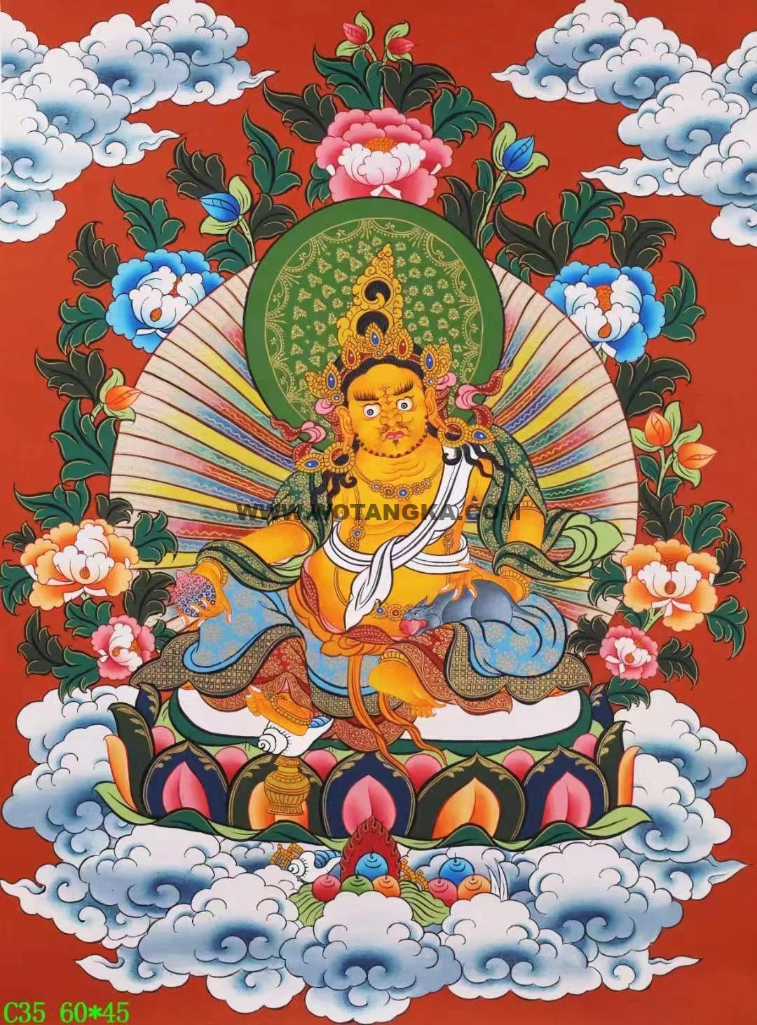 编号138-126653：彩绘唐卡-黄财神（60*45CM左右）