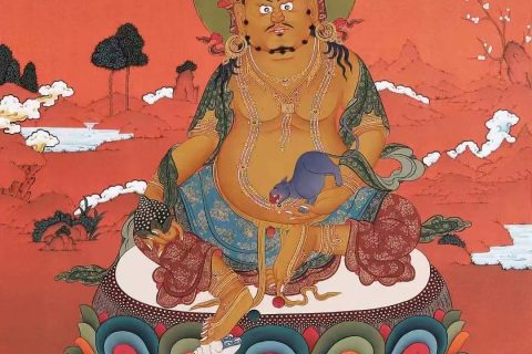编号138-191736：红金唐卡-黄财神（75*50CM左右）