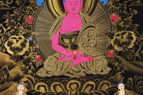 编号138-192472：黑金唐卡-阿弥陀佛（60*45CM左右）