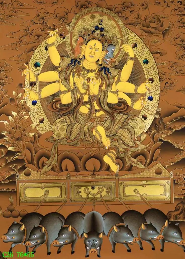 编号138-208180：彩绘唐卡-光明佛母·摩利支天（76*55CM左右）