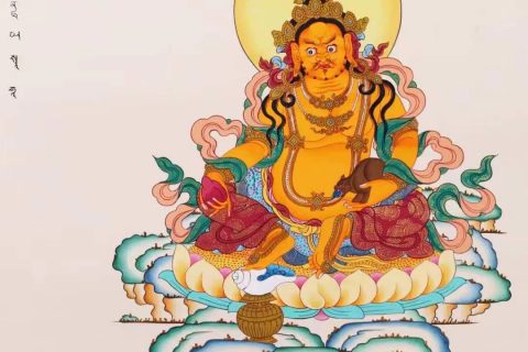 编号138-214946：彩绘唐卡-黄财神（60*45CM左右）