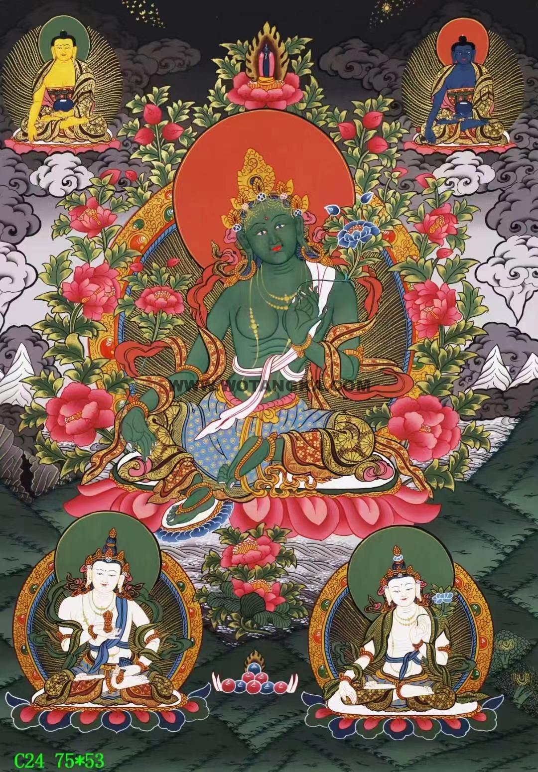 编号138-271790：彩绘唐卡-绿度母（75*53CM左右）