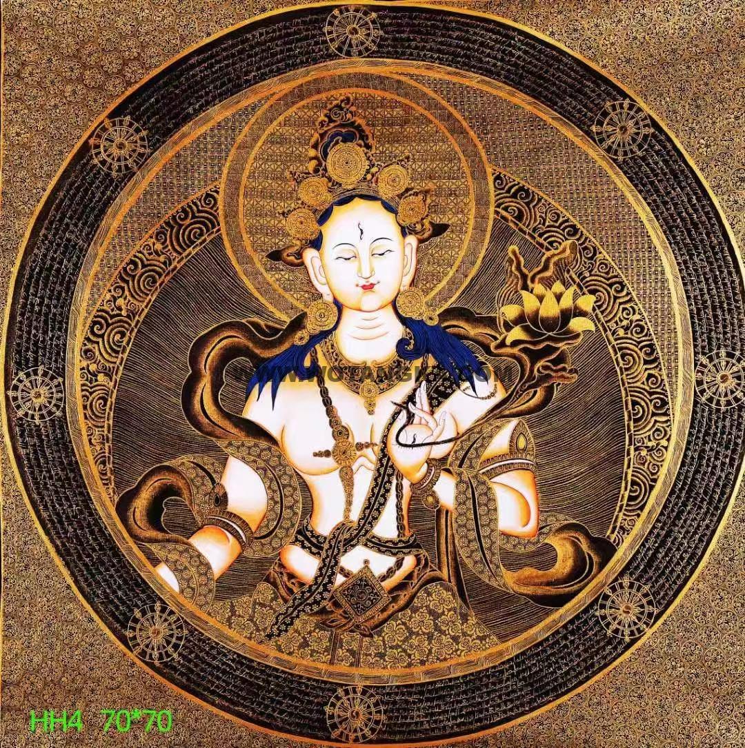 编号138-274055:黑金唐卡-白度母坛城(70*70CM左右)