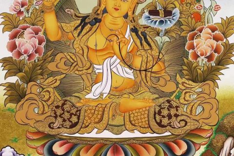 编号138-282650：彩绘唐卡-文殊菩萨（60*44CM左右）