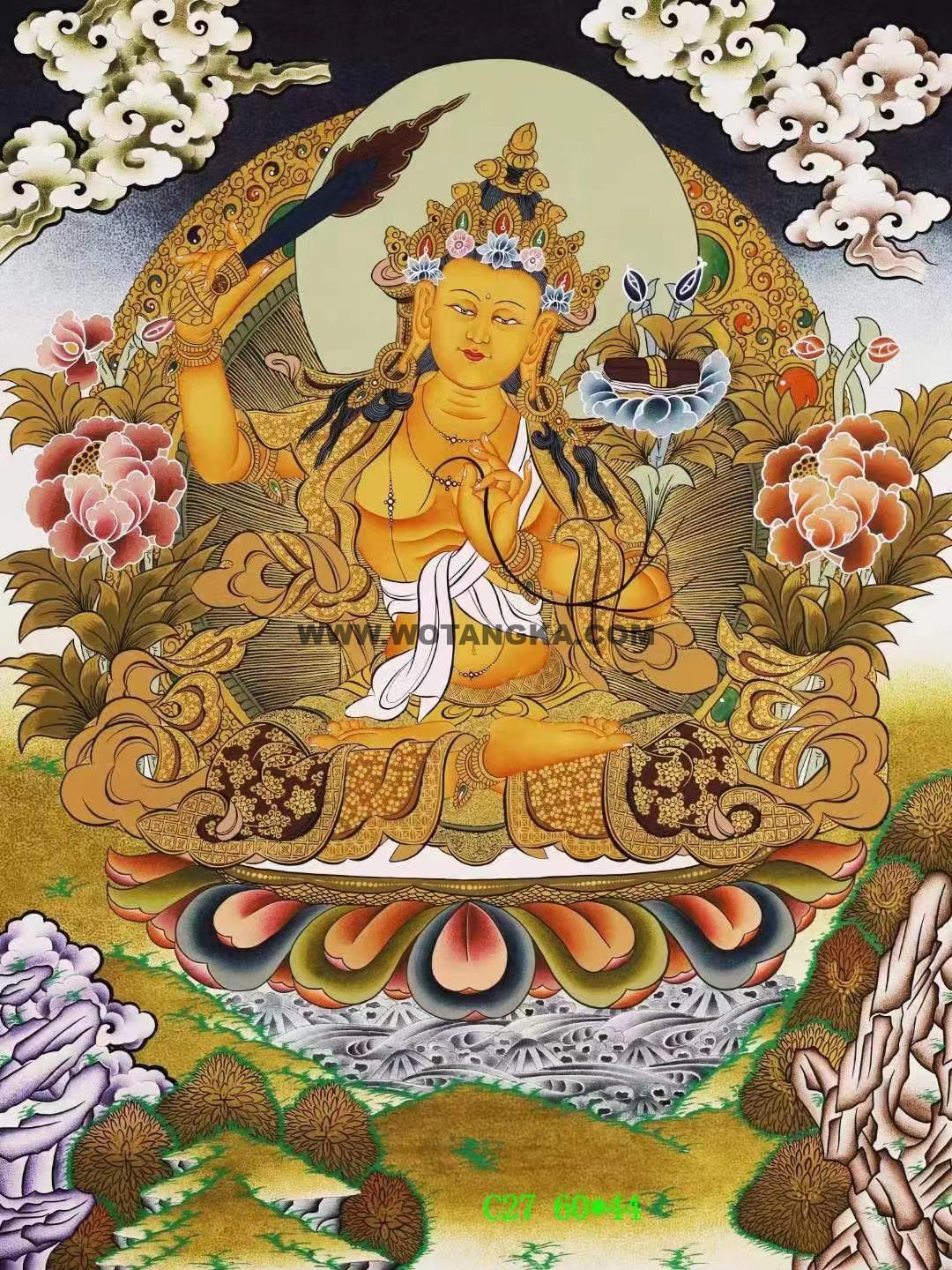 编号138-282650：彩绘唐卡-文殊菩萨（60*44CM左右）