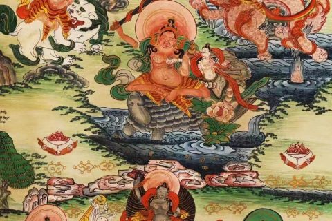 编号138-323654：彩绘唐卡-文殊菩萨（36*27CM左右）