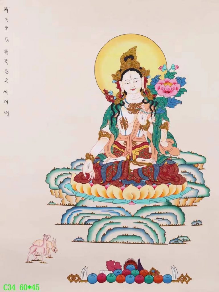 编号138-368973：彩绘唐卡-白度母（60*45CM左右）