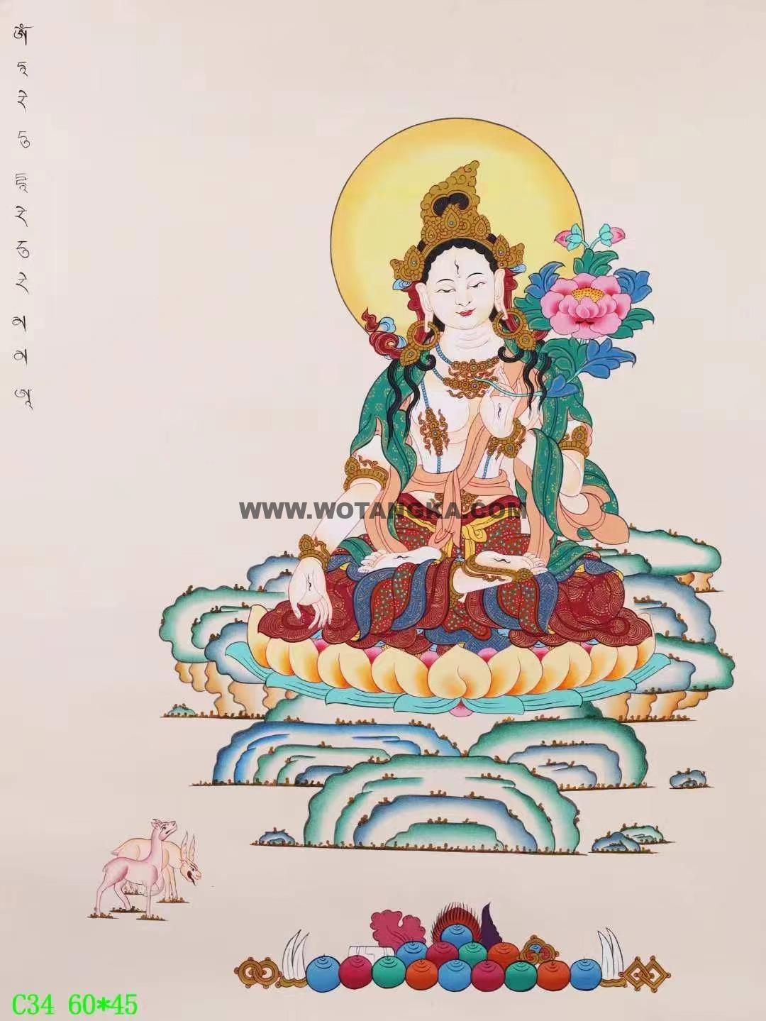 编号138-368973:彩绘唐卡-白度母(60*45CM左右)