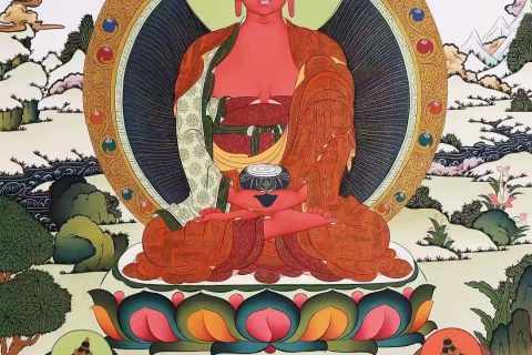 编号138-430888：彩绘唐卡-阿弥陀佛（75*50CM左右）