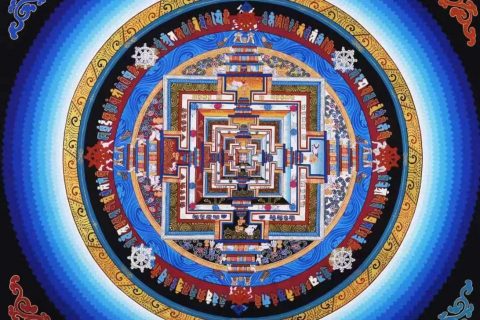 编号138-488215：彩绘唐卡-时轮金刚坛城（72*72CM左右）