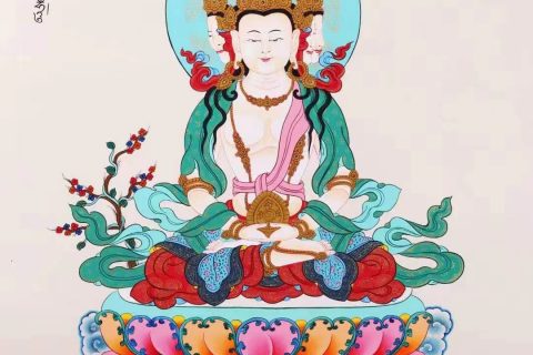 编号138-507608：彩绘唐卡-四面大日如来（60*45CM左右）