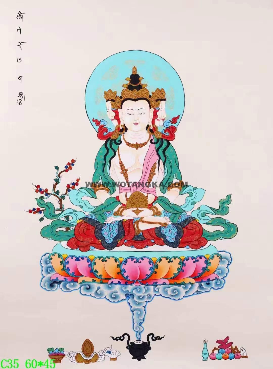编号138-507608:彩绘唐卡-四面大日如来(60*45CM左右)