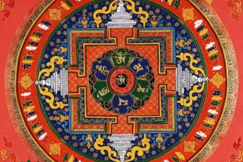 编号138-531347：彩绘唐卡-时轮金刚坛城（70*70CM左右）
