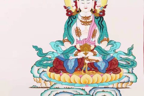 编号138-590975：彩绘唐卡-四面大日如来（60*45CM左右）