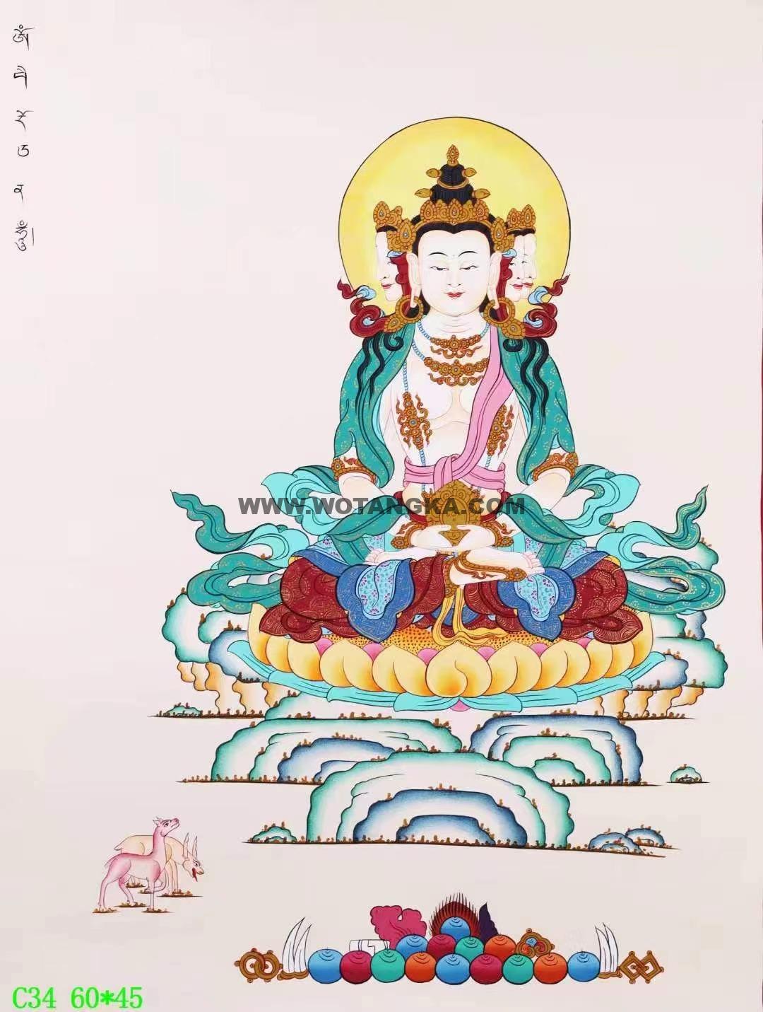 编号138-590975:彩绘唐卡-四面大日如来(60*45CM左右)